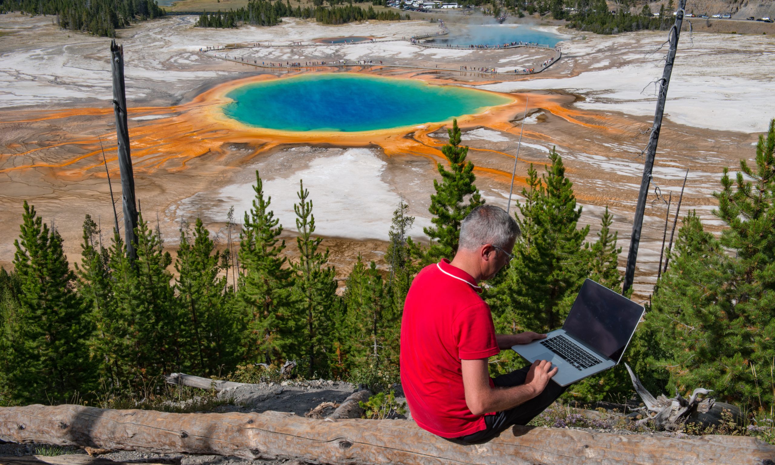 Business Man at Work at Yellowstone